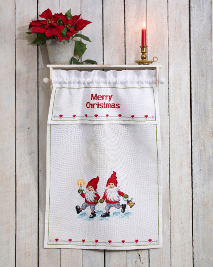 Wichtel beim Spaziergang - Deko-Geschirrtuch