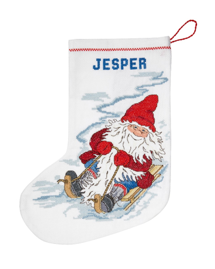 Wichtel bei der Schlittenfahrt - Weihnachtssocke