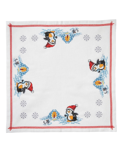 Pinguin mit Schneelaterne - Tischtuch