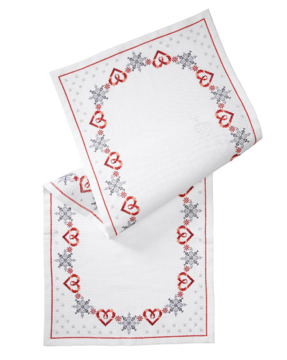 Schneeflocken und Herzen - Tischläufer