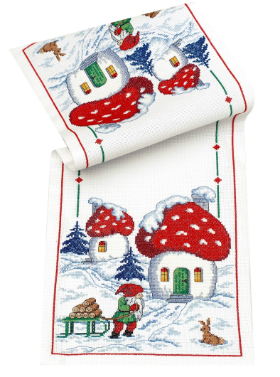 Wichtel im Pilzdorf - Tischläufer