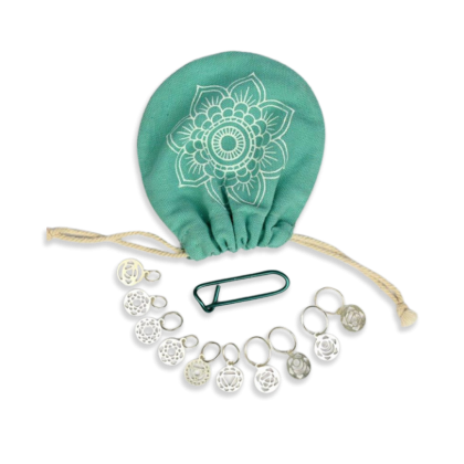 Mindful Sterlingversilberte Maschenmarkierer mit Chakra-Symbolen