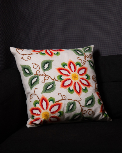 Buntes Blumenmotiv - Stick-Set für Kissenbezug