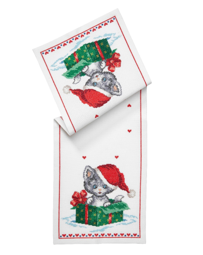 Katze im Geschenk - Tischläufer
