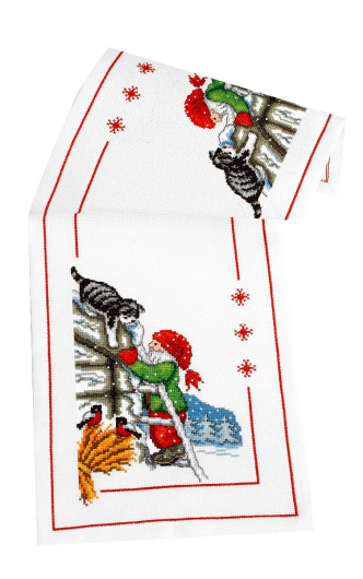 Katze mit Wichtel - Tischläufer