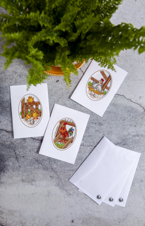 Hühnerfamilie - 3er Set Karten