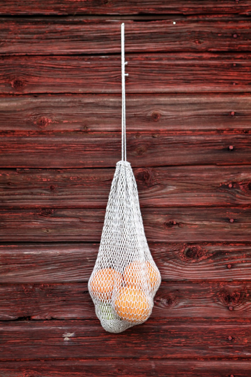 Gestricktes Einkaufsnetz mit Kordelzug aus Leinen