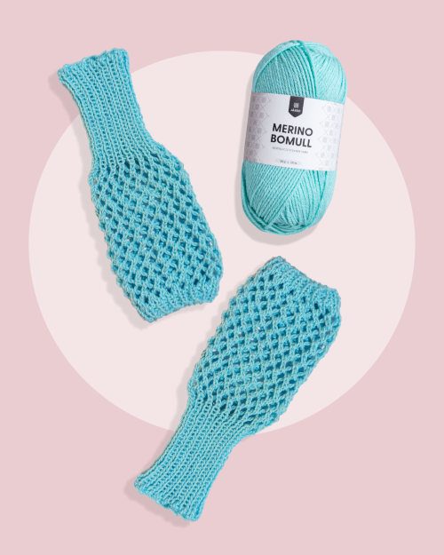 Mesh-Stulpen aus Merino Bomull